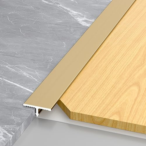 Raouoae Tira De Transición En T para Suelos Laminados Parquet Y Vinilo Tiras De Metal De 3x100cm Ajuste Altura Perfil Sin Juntas para Bordes Lisos Perfil De Transición para Revestimiento D