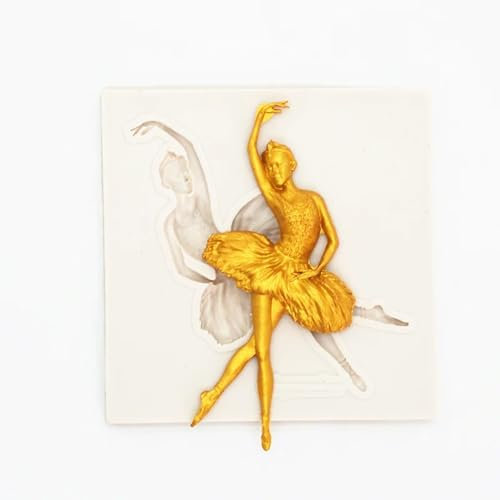 Epoxidharz-Formen, 8,2 x 8,2 x 0,7 cm, Ballettmädchen, Silikonform, Küchen-Backwerkzeug, Dessert, Fondant, Harz, Kuchen, Schokolade, Spitze, Dekorationszubehör