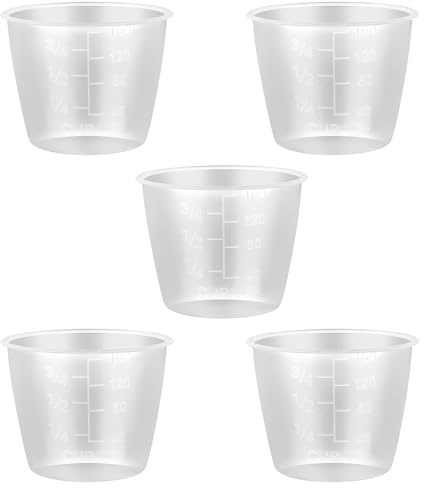 Lot de 5 tasses à mesurer en plastique transparent, 160 ml pour cuiseur à riz et mesure du linge, cuisine et lessive