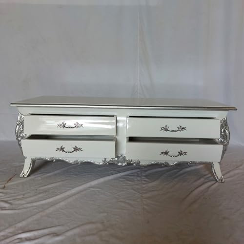 Kunibert Louises - Mobili in stile barocco, stile rococò, credenza, credenza, colore bianco con argento n. 27, larghezza 125 cm