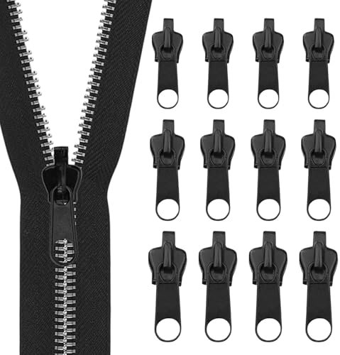12 Stück Reißverschluss Zipper, 3 Größen Reißverschluss Schieber Ersatz, Schieber Reißverschluss für Jacken, Jeans, Mantel, Taschen, Zelte