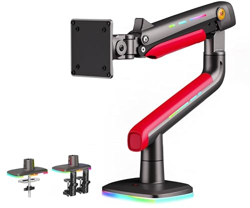 NB Ergonomic Schwerlast Monitor Halterung für Ultrabreite Bildschirme bis zu 60 Zoll, Gaming Monitorarm 32 34 49 Zoll, Monitorhalterung Tragkraft 20 kg | VESA 75 & 100 (Rot)