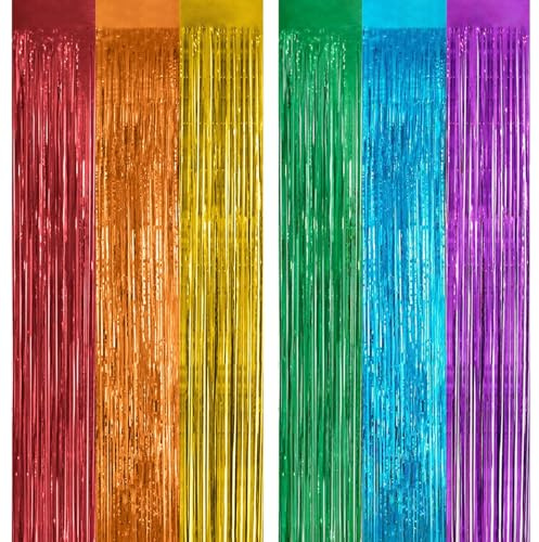 OFFCUP Lametta Vorhang, 2pcs Metallische Glitzervorhang Fringe, Glitzer Vorhang Folie für Geburtstag Party