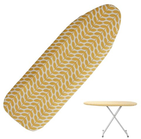 Premier Housewares Flower Ironing Board Cover | Stylish Yellow Floral Pattern | Easy to Install, Snug Fit | Perfect for Home Ironing Needs, 125 x 48 cm Size
