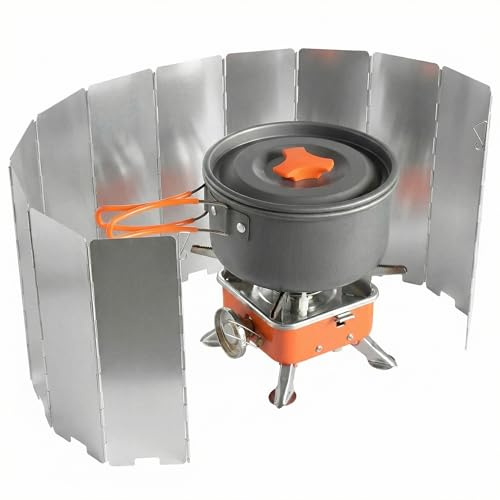 QWORK® 12 Plaques pare-vent réchaud de camping, pare vent pliable rechaud en aluminium, pour cuisinières, réchauds à gaz