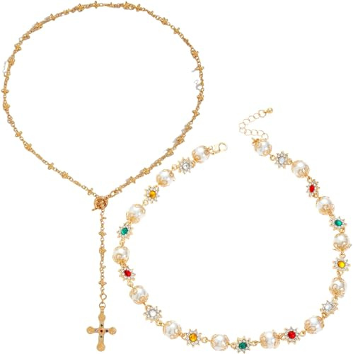 Snyvpra Streetwear, Kreuz Kette, Y2k Stil, Cross Anhänger, 2er Set Damen Schmuck, Damen Halskette Schwester Halskette Goth Strass Kreuz Anhänger, Goldene Für Tägliches Tragen, Party Und Geschenk ﻿