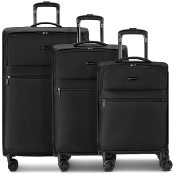 BUGATTI Koffer-Set 3-teilig für Damen und Herren | Reise-Trolleys 46.5 x 28.5 x 75cm aus hochwertigem, flexiblem Polyester Material | Erweiterbar & Doppelrolle| Valencia Soft Serie