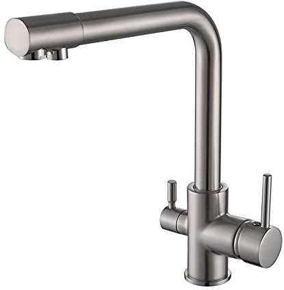 FBSHAD Wasserhähne, All Küche reines Wasser waschbeckenbares Griff Doppel -Loch -Wasserhahn (Kupfer)
