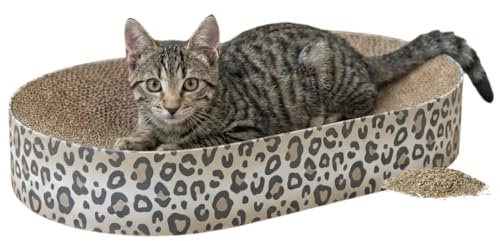 TRIXIE Klösbräda Leo tillverkad av kartong, 63 × 10 × 35 cm, klösleksak med kattmynta - 48034