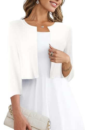 Magritta Women Cardigans Sweaters Casual Bolero Shrugs Summer Jacket Lightweight 3/4 Sleeve Open Front Cropped Short Cardigan for Dresses