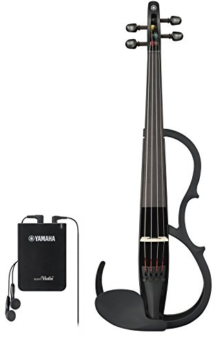 Yamaha YSV104 – Silent Violine mit D'Addario Zyex-Saiten, Piezo-Tonabnehmer und Kontrollbox, in Schwarz