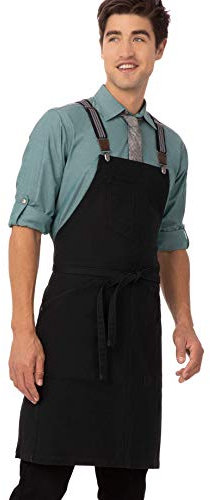 Chef Works Unisex Berkeley Latzschürze Arbeitsschürze, Strapse Jet Black W/Schwarz/Grau, Einheitsgröße