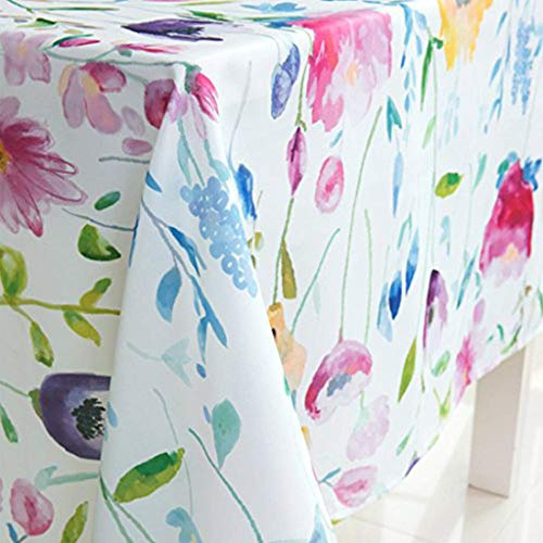 Xlabor Tischdecke Quadratisch Abwaschbar Oxford Stoff Wasserdicht Pflegeleicht Tischdekoration für Garten Zimmer Blumen 140 x 240 cm