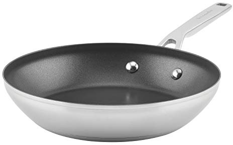 KitchenAid 71008 Bratpfanne, 3-lagiger Boden, gebürsteter Edelstahl, 24,1 cm