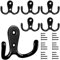 Bolatus 6 ganchos para ropa, percheros dobles, ganchos de pared, retro, de metal negro, con 24 tornillos para perchero, baño, cocina
