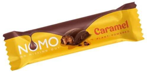 NOMO Caramel Schokoriegel VEGANE Schokolade für Alle | LAKTOSEFREI, GLUTENFREI, EIFREI, NUSSFREI | flüssiger Karamellkern | Allergiker geeignet | zertifizierter Kakao,24 Count (Pack of 1)