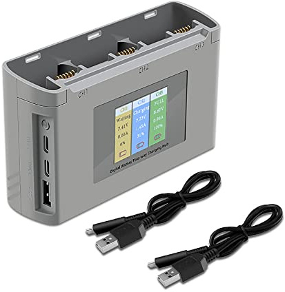 WANGCL USB LCD Display Battery Charger Two-Way Charging Intelligent Charger Hub Battery Charging Station for DJI Mini 2 Mini SE Drone