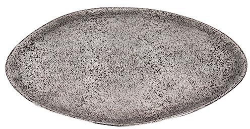 EGLO LIVING Dekoschale Forleyet, elegante Schale zum Dekorieren | flacher Dekoteller handmade aus Aluminium in Nickel-Antik, Metallteller 36 x 32 cm