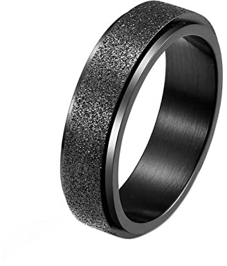 ANAZOZ Antistressring Daumen, Ringe Frauen Edelstahl Personalisiert größe 54 Drehringe Breit 6mm Matt