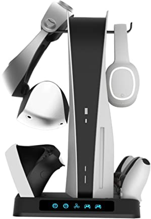 LiLTok für PS5 PSVR2 Ladestation Charging Vertical Stand mit Lüfter, Halterung für PS5 Konsole Headset VR2 Brillen Zubehör