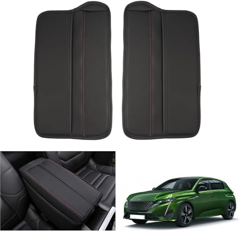 GAFAT Peugeot 308 408/ 0pel Astra L/Ci-troen C5 X/DS 4 2021-2025 2026 Housses d'Accoudoir Central, Housse de Coussin, Housse de Protection pour Console Centrale, Cuir Microfibre (Rouge)