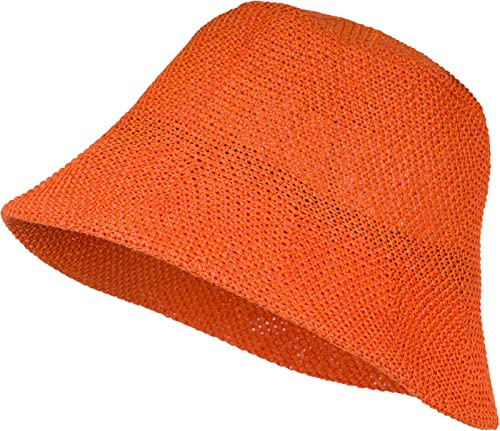 styleBREAKER Damfiskarhatt papperssugrör solhatt, apelsin, one size