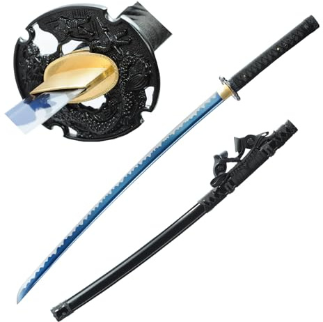 LQSMX sword 103cm Samurai-Schwert Katana/Scharf/Handgeschliffener hochmanganhaltiger Stahl/Sammelobjekt/Rollenspiel/Halloween/Kampfsportpraxis/Geschenk