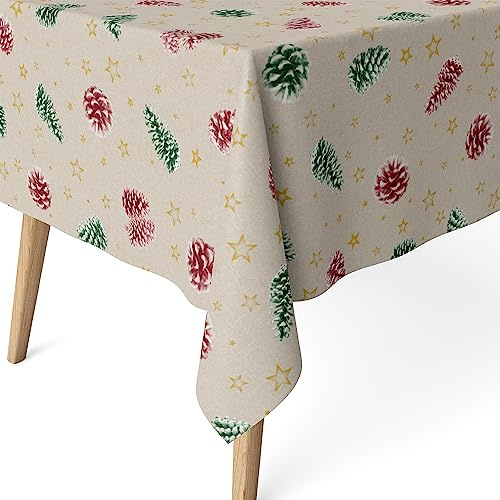 Martina Home Tovaglia resinata Piñas, 180 x 140 cm, colore: verde