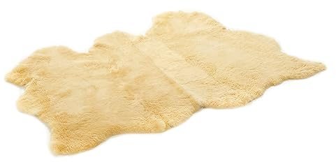 Cakla Vera pelliccia di agnello, 150 cm x 110 cm, cucito in tre pelli, tappeto in pelliccia di agnello, 100% biologico, vera pelle di pecora, in vera pelle di pecora