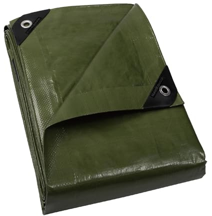 GUARD SHIELD Tarpaulin with Eyelets Waterproof 4m x 6m Green Tarp Multifunctional Polyester 120 g/m² Fabric Tarpaulin All-Purpose UV Stabilised