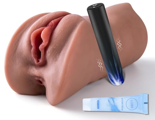 4in1 Pocket Pussy Male Masturbator - Adult Sex Toys 3D Realistic Vagina and Tight Anus Sex Toys4mens UK, Electric Male Masturabation Adult Men Masturberbate Cup Stroker Portable Brown