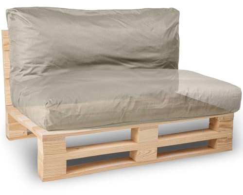 bananair - Palettenkissen Outdoor Wasserdicht & Abnehmbar - Schaumstoffpolsterung, Bequem - Polster Ideal für Europaletten, Palettenmöbel, Gartenmöbel (Sitz- oder Rückenkissen, 120x60 cm, Hellgrau)
