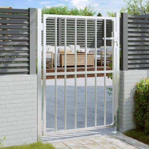 Homgoday Gartentor Gartentür Hoftor Gartenflügeltor Zauntür Zauntor Abschließbar Hoftor Einzeltor Hoftür Einfahrtstor Tür für Garten Tor Gartenpforte 100x150 cm Edelstahl