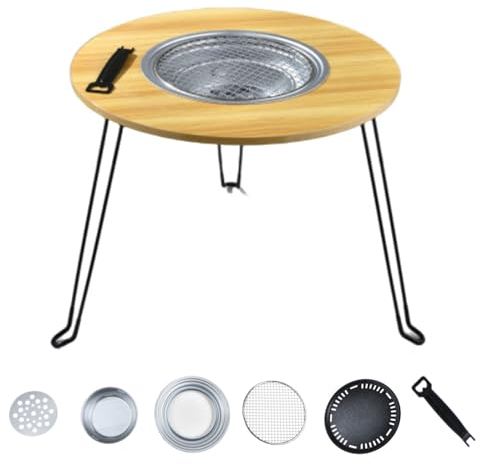 CHDGSJ Griglia per Barbecue a Carbonella con Tavolino,Piccolo Barbecue Portatile Pieghevole,per Cucinare All'aperto Campeggio Escursionismo, Picnic,Qualsiasi Evento All'aperto(C)