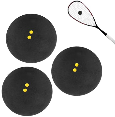 WanderGo Squash Bollar, set om 3, squash boll, dubbla gula prickar squashbollar, 38–40 mm gummi squashbollar för elittävlingar/träning