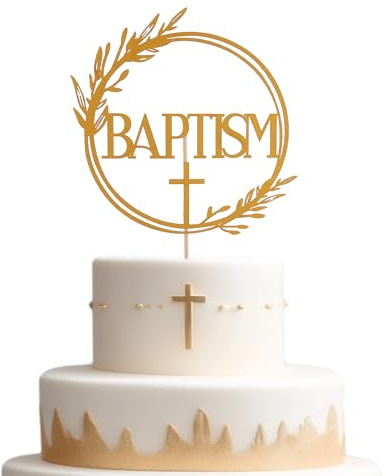 BAPTISM Gold Cake Topper - Divine Blessings Elegant Cake Decor for Celebrations, Baptisms & Milestones Decoration