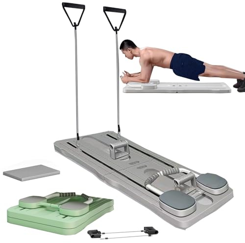 GDSHGS Bauchtrainer Roller Plank Trainer mit Automatischem Rückprall, Multifunktionales Core Workout Bauchbrett Fitness Bauchbrett Push-Up Board für Zuhause Bauchmuskeltrainer(Gray)