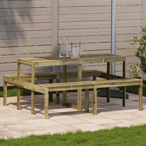 JUDYY Picknicktisch 160x134x75 cm Imprägniertes Kiefernholz, Bierzeltgarnitur, Biertischgarnitur, Beer Pong Tisch, Bierbankgarnitur, Gartenmöbel Set, Biertisch - 832566