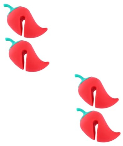 SEWOART 4pcs Lid Holders for Pots and Pans Kitchen Gadgets Pepper Shaped Lid Stand Steam Releaser Silicone