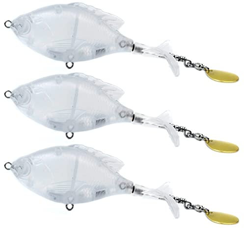 HUFFA 3 Pezzi Esche da Superficie Non verniciate 9,5 cm 15 g Code rotanti con Lama Cucchiaio Popper Esca Attrezzatura da Pesca Esche