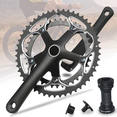 HZXQCVB 130BCD Rennrad-Kurbelgarnitur Mit 39T-50T Kettenblatt 152/165/170MM Kurbelarme Aus Aluminiumlegierung Integriert Hohl Kurbelarm-Satz Mit Tretlager Für Faltrad(165mm)