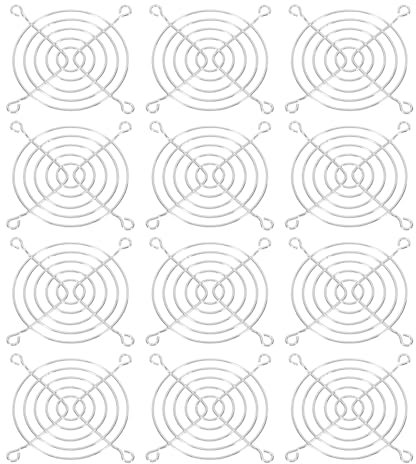 PATIKIL 80mm Fan Finger Grill, 12 Pack Metal Grill Protector Guard Fan Protective Cover for 80mm Exhaust Fans Equipment Computer DIY