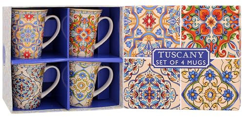 The Leonardo Collection William Morris Lustre Tuscany Mugs Set of 4 Kitchen & Home | Stylish Tableware Mug Set of 4 for Every Occasion | Lovely Coffee Cup Set for Men Gifts & Birthday Gifts for Women
