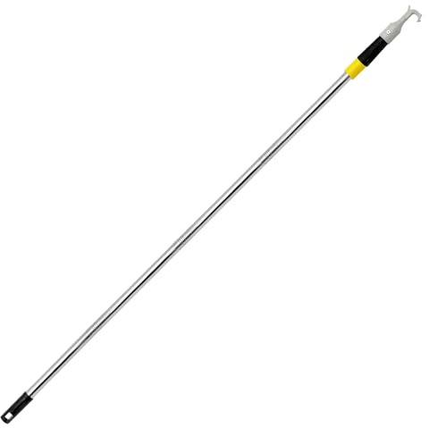 Teleskopisk dragstång med vindkrokar, 4 delar, längd 120 cm, med plastkrok, plastkrok fäst med två skruvar, lätt och hållbar, för takfönster, enkel installation
