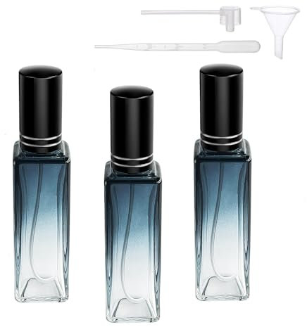 QlyYea Vaporisateur Parfum 20ml, 3 Pièces Flacon Vide Parfum avec Entonnoir et Pipette pour Voyage et Vacances