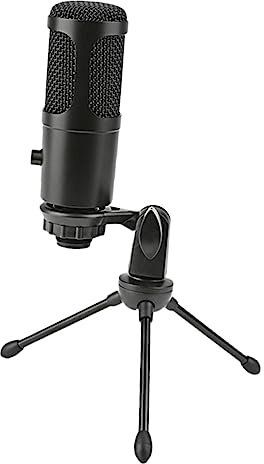 OSALADI Microfono USB Condensatore Microfono per Conferenza Vocale di Registrazione per Gioco Ufficio Studio con Manopola Volume e Treppiede