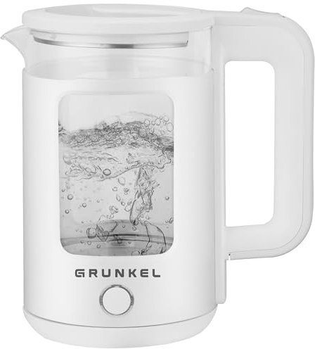 Grunkel HV-18CWPBL, Hervidor Eléctrico de Agua 1,8 L, 1500W, Apagado Automático (Blanco)