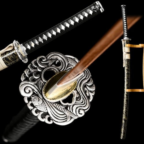 HJHUUA Samurai-Schwerter aus Holz,Katana aus natürlichem Palisanderholz,handgefertigtes Japanisches Bokken – 103 cm lang.