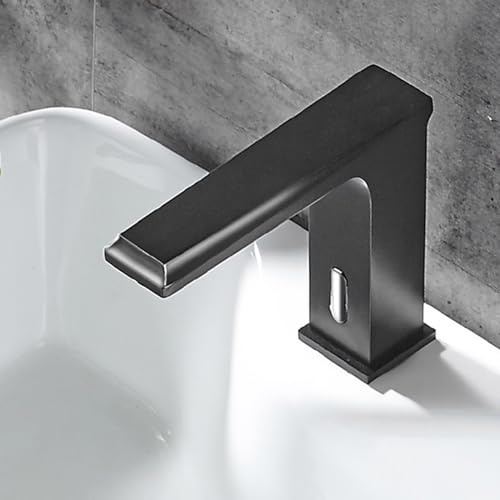 Infrared Basin Tap Sensor Tap Hot and Cold Water Basin Taps Touchless Bathroom Tap Bathroom Mixer Tap Basin Battery Powered,White