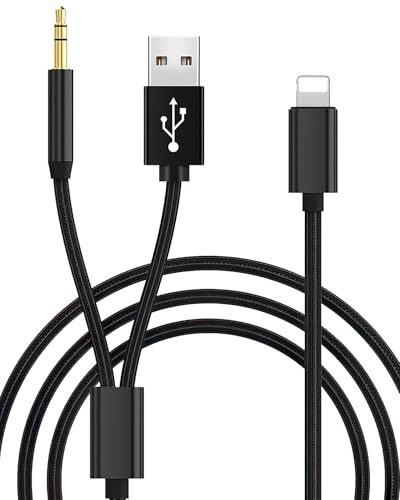 Xueniu Aux Cable in Car 2 in 1 USB to 3.5mm Aux Cord and Charger Music Audio Lead with Charging Adapter for 14/14 Pro/14Pro Max/13/13 Pro/12/11/XR/X/8 for Stereo/Headphones/Speaker